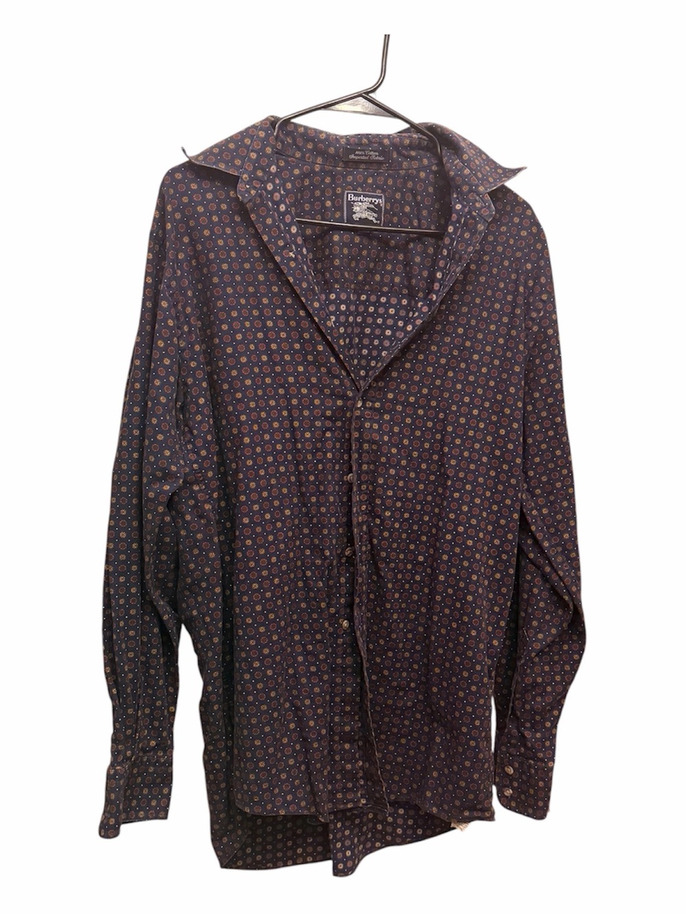Mens Navy vintage burberryPatterned Button-Up Shirt